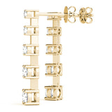 Yellow gold Round Cut Prong Set Diamond Drop Earrings 1