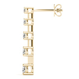Yellow gold Round Cut Prong Set Diamond Drop Earrings 3