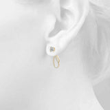 Yellow gold Round Cut Prong Set Diamond Infinity Drop Earrings 4