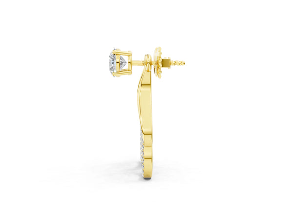 Yellow Gold Round Laboratory-Grown Diamond Stud and Pave Teardrop Jacket Earrings