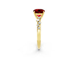 Yellow gold Round Cut Ruby Cluster Side Stone Solitaire Ring with Prong Setting_26