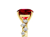 Yellow gold Round Cut Ruby Cluster Side Stone Solitaire Ring with Prong Setting_29