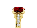 Yellow gold Round Cut Ruby Engagement Ring with Milgrain Channel Set Band and Prong Setting_5