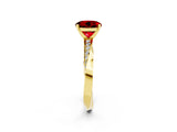 Yellow gold Round Cut Ruby Engagement Ring with Side Stone Accents and Four-Prong Setting_29