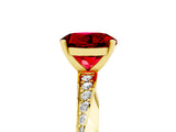 Yellow gold Round Cut Ruby Engagement Ring with Side Stone Accents and Four-Prong Setting_32