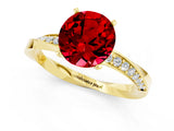 Yellow gold Round Cut Ruby Engagement Ring with Side Stone Accents and Four-Prong Setting_61
