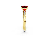 Yellow gold Round Cut Ruby Engagement Ring with Side Stone Accents and Four-Prong Setting_62