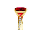 Yellow gold Round Cut Ruby Engagement Ring with Side Stone Accents and Four-Prong Setting_65