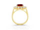 Yellow gold Round Cut Ruby Floral Double Halo Engagement Ring with Prong Setting_91