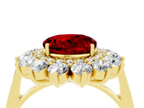 Yellow gold Round Cut Ruby Floral Double Halo Engagement Ring with Prong Setting_92