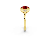 Yellow gold Round Cut Ruby Halo Ring with Tapered Band and Four-Prong Setting_2