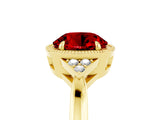 Yellow gold Round Cut Ruby Halo Ring with Tapered Band and Four-Prong Setting_5