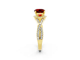 Yellow gold Round Cut Ruby  Halo Twist Band Solitaire Prong Setting Ring_26