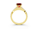 Yellow gold Round Cut Ruby  Halo Twist Band Solitaire Prong Setting Ring_27