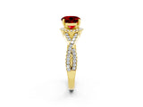 Yellow gold Round Cut Ruby  Halo Twist Band Solitaire Prong Setting Ring_44