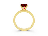 Yellow gold Round Cut Ruby Milgrain Pavé Engagement Ring with Four-Prong Setting_3