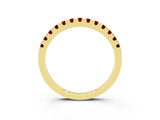 Yellow gold Round Cut Ruby Pavé Set Thin Band_3