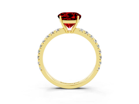 Yellow gold Round Cut Ruby Pavé Solitaire Engagement Ring with Four-Prong Setting_15