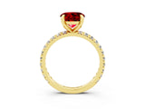Yellow gold Round Cut Ruby Pavé Solitaire Ring with Round Band and Prong Setting_27