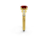 Yellow gold Round Cut Ruby Ring with Milgrain Pavé Band and Four-Prong Setting_14