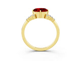 Yellow gold Round Cut Ruby Ring with Side Stones and Four-Prong Setting_39