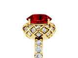 Yellow gold Round Cut Ruby Scalloped Halo Engagement Ring with Round Shared Prong Band_29