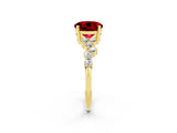 Yellow gold Round Cut Ruby Scattered Round Accent Ring with Prong Setting_14