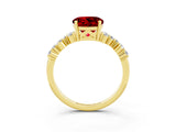 Yellow gold Round Cut Ruby Scattered Round Accent Ring with Prong Setting_15