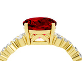 Yellow gold Round Cut Ruby Scattered Round Accent Ring with Prong Setting_16