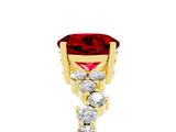 Yellow gold Round Cut Ruby Scattered Round Accent Ring with Prong Setting_17