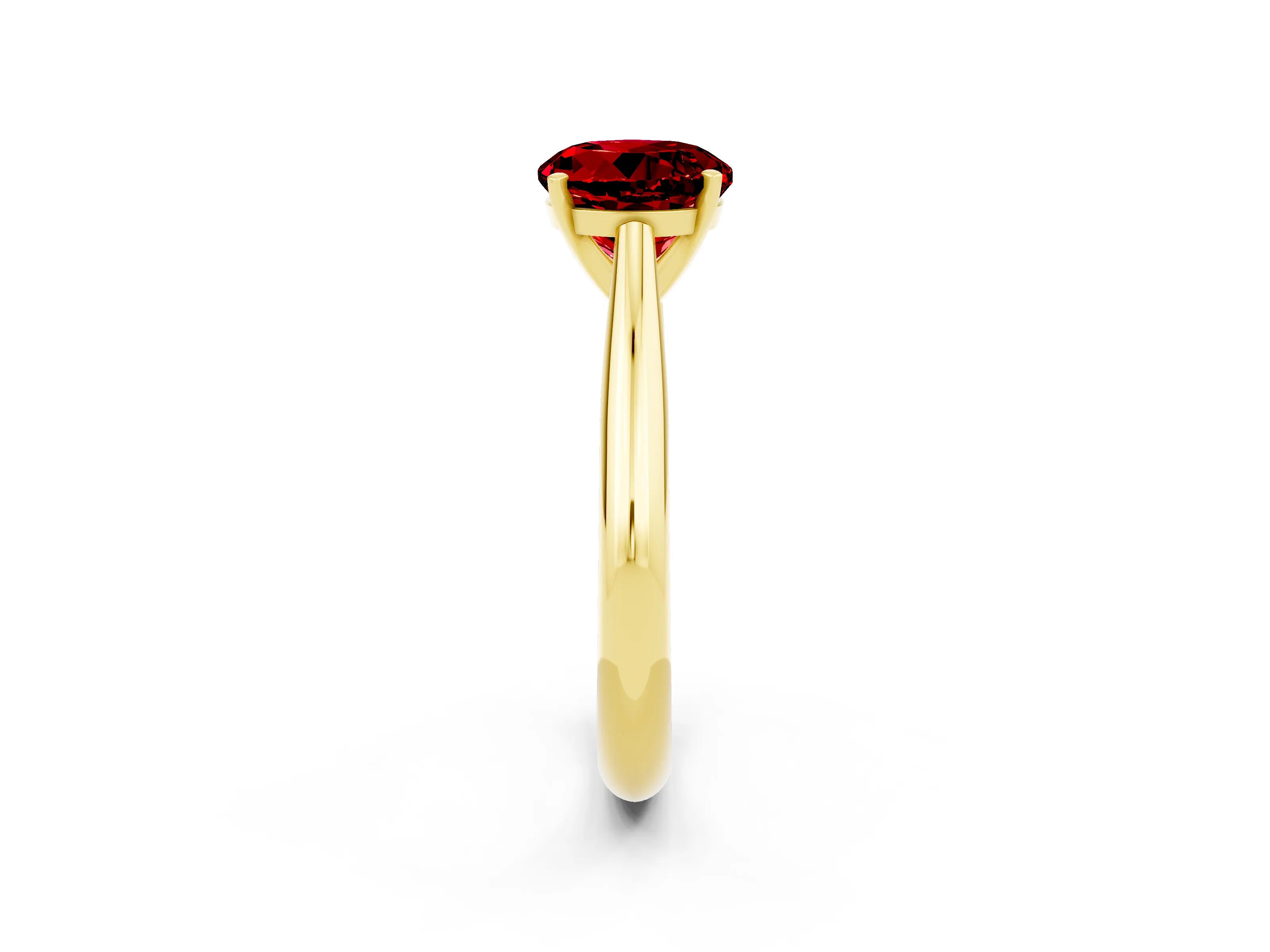Yellow gold Round Cut Ruby Solitaire Engagement Ring with Cathedral Setting and Four-Prong Mount_14