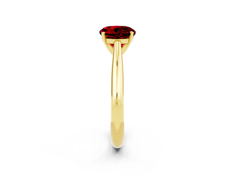 Yellow gold Round Cut Ruby Solitaire Engagement Ring with Cathedral Setting and Four-Prong Mount_14