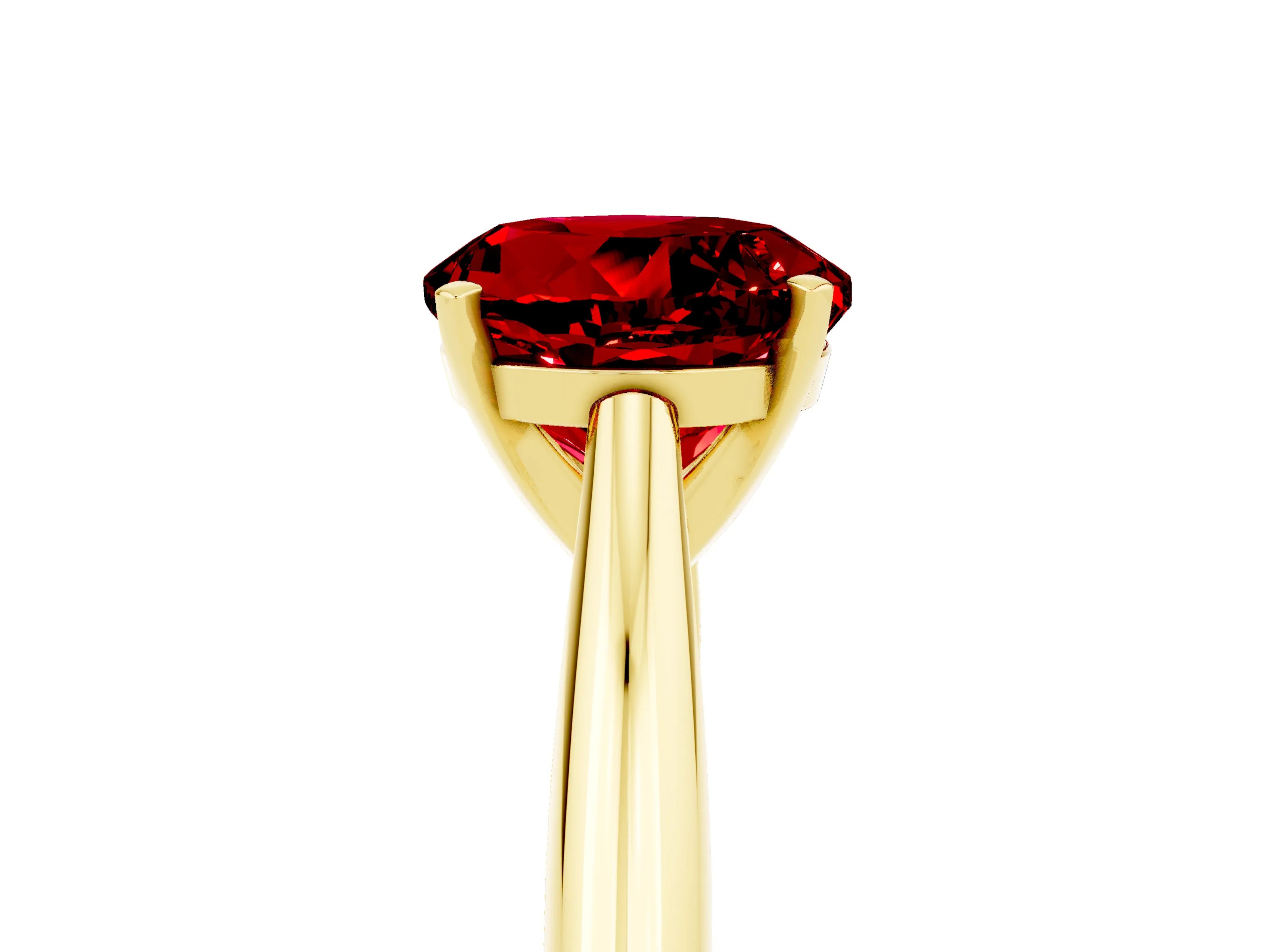 Yellow gold Round Cut Ruby Solitaire Engagement Ring with Cathedral Setting and Four-Prong Mount_17