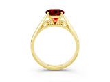 Yellow gold Round Cut Ruby Solitaire Engagement Ring with Cathedral Setting and Four-Prong Mount_27