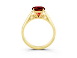 Yellow gold Round Cut Ruby Solitaire Engagement Ring with Cathedral Setting and Four-Prong Mount_33