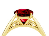 Yellow gold Round Cut Ruby Solitaire Engagement Ring with Cathedral Setting and Four-Prong Mount_34