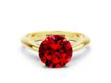 Yellow gold Round Cut Ruby Solitaire Engagement Ring with Cathedral Setting and Four-Prong Mount_72