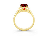 Yellow gold Round Cut Ruby Solitaire Engagement Ring with Cathedral Setting and Four-Prong Mount_75
