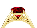 Yellow gold Round Cut Ruby Solitaire Engagement Ring with Cathedral Setting and Four-Prong Mount_76