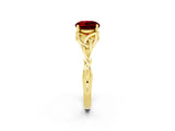Yellow gold Round Cut Ruby Solitaire Engagement Ring with Celtic Knot Band and Four-Prong Setting_2