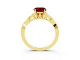 Yellow gold Round Cut Ruby Solitaire Engagement Ring with Celtic Knot Band and Four-Prong Setting_3