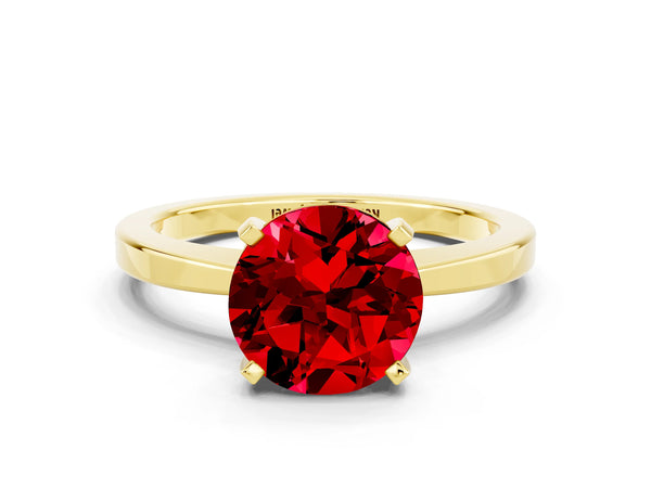 14K Yellow Gold Ruby Solitaire Engagement Ring with Classic Band and Four-Prong Setting