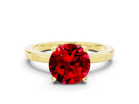 Yellow gold Round Cut Ruby Solitaire Engagement Ring with Classic Band and Four-Prong Setting_24