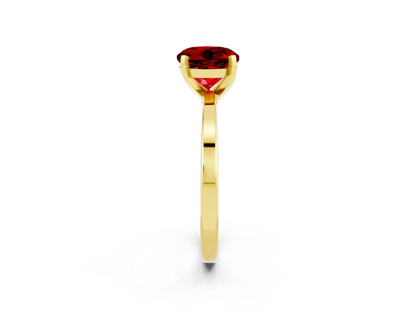 14K Yellow Gold Ruby Solitaire Engagement Ring with Classic Band and Four-Prong Setting