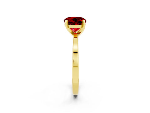 Yellow gold Round Cut Ruby Solitaire Engagement Ring with Classic Band and Four-Prong Setting_26
