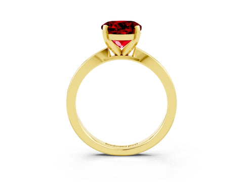 Yellow gold Round Cut Ruby Solitaire Engagement Ring with Classic Band and Four-Prong Setting_27