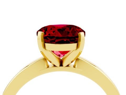 Yellow gold Round Cut Ruby Solitaire Engagement Ring with Classic Band and Four-Prong Setting_28
