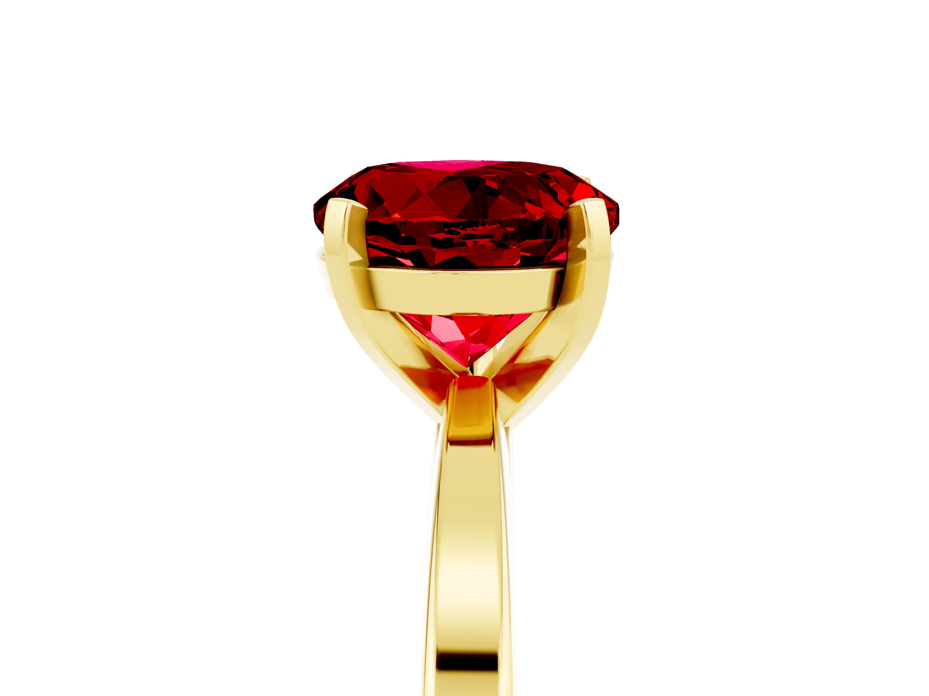 Yellow gold Round Cut Ruby Solitaire Engagement Ring with Classic Band and Four-Prong Setting_29