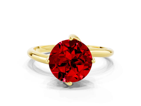 Yellow gold Round Cut Ruby Solitaire Engagement Ring with Four-Prong Setting and Classic Band_12