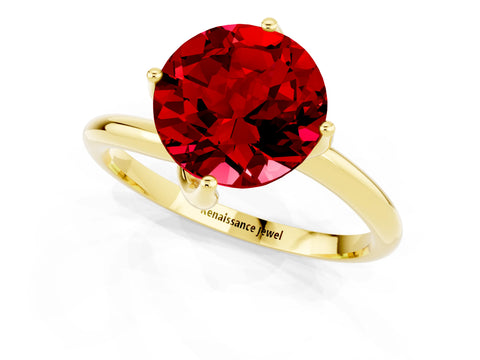 Yellow gold Round Cut Ruby Solitaire Engagement Ring with Four-Prong Setting and Classic Band_13